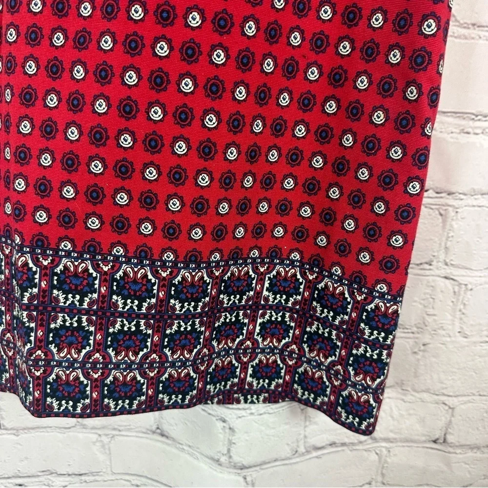 Talbots Red Blue Pencil Skirt sz 10 boho western classic casual office